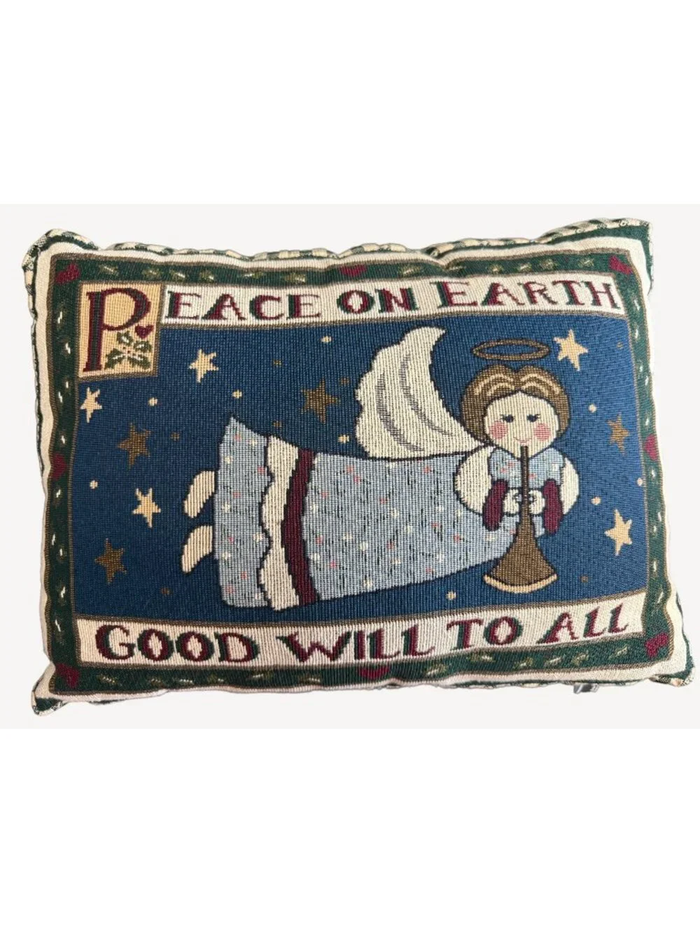 Christmas Tapestry Pillow Peace On Earth Angel 18